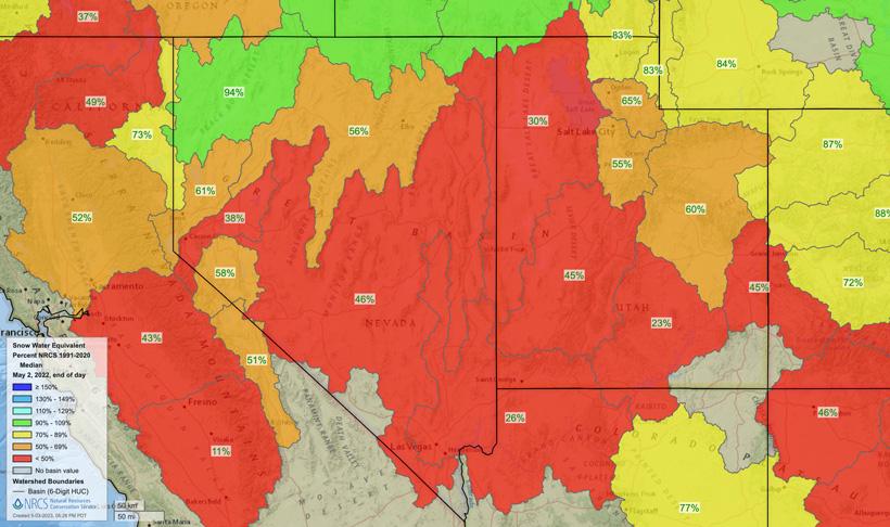 Nevada snow water equivalent map may 2 2022