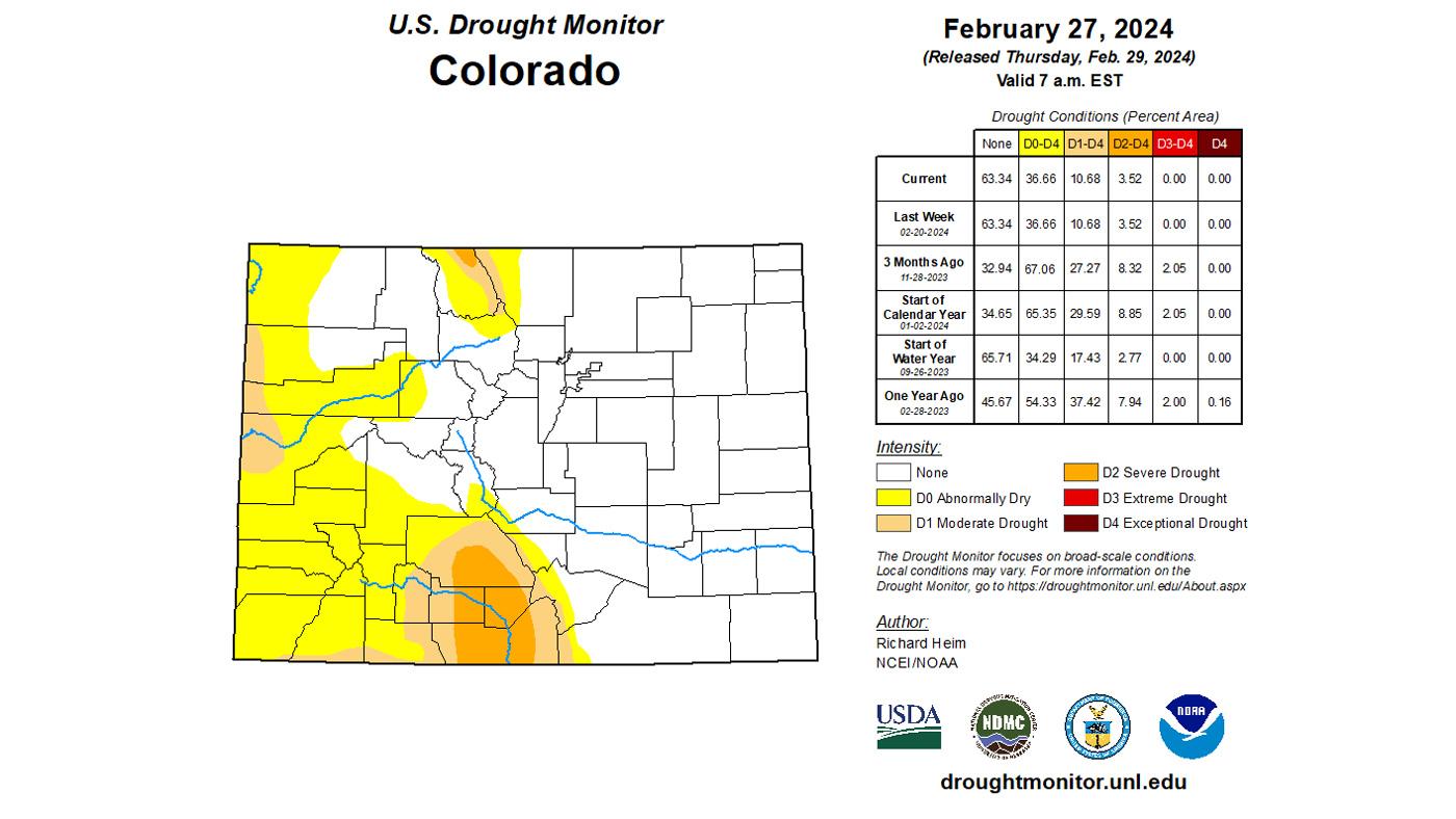 Colorado March 2024 drought status map