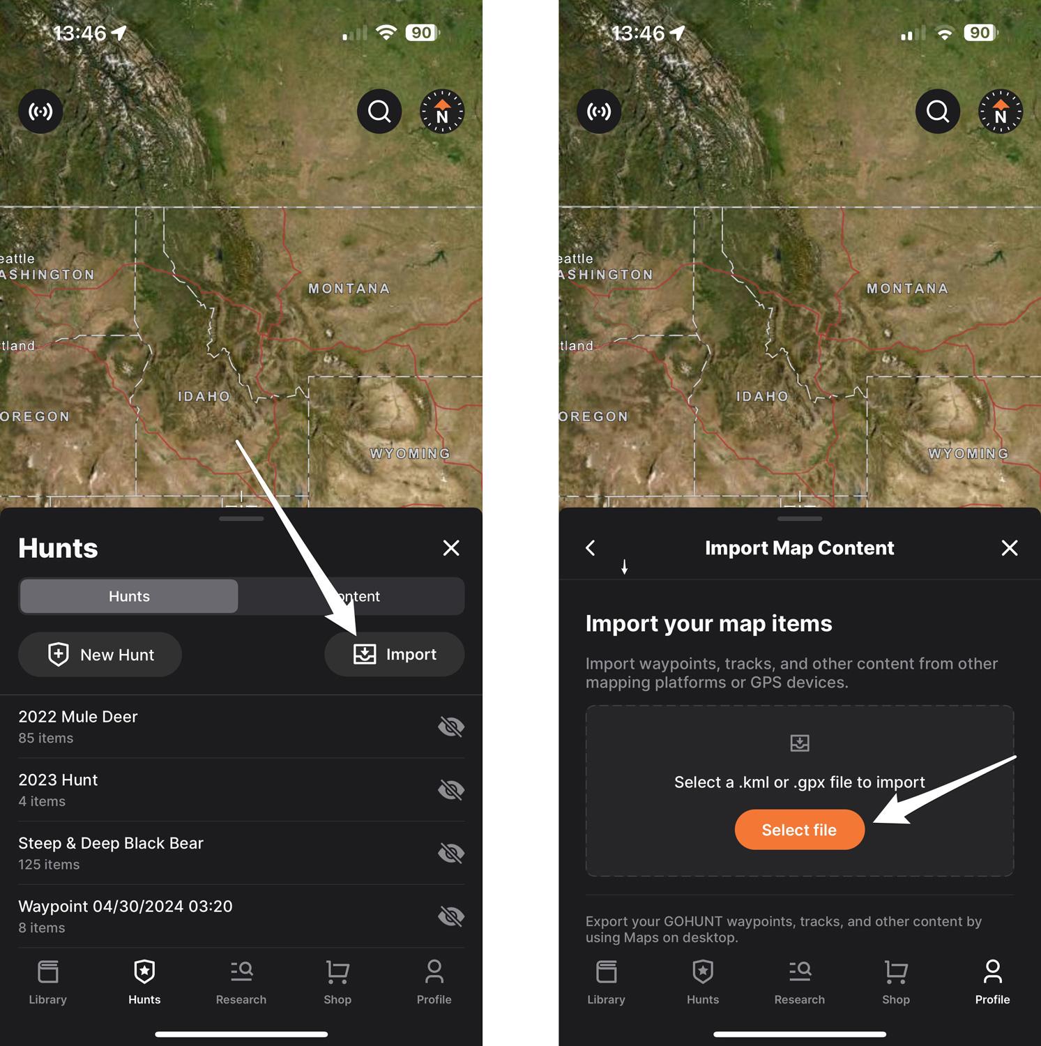 How to import waypoints to GOHUNT Maps mobile app