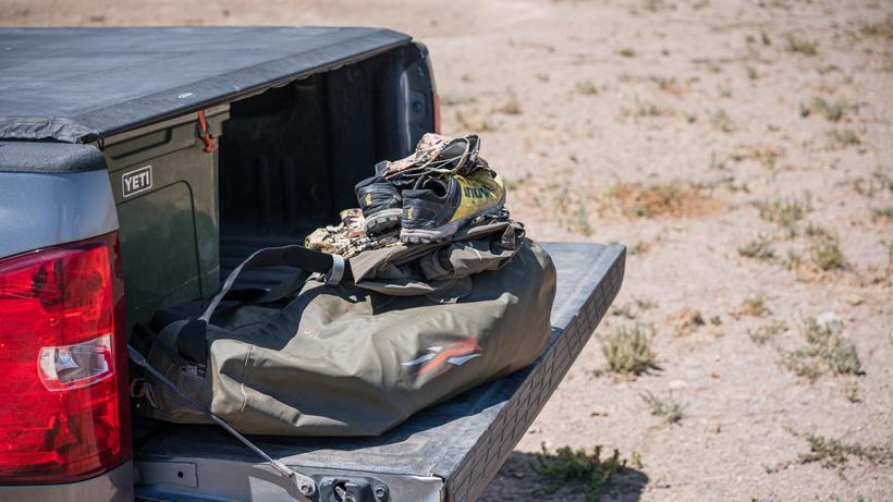 Antelope hunting gear on tailgate