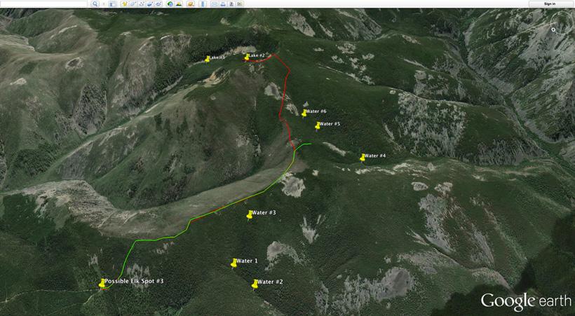 Water locations for elk scouting on google earth