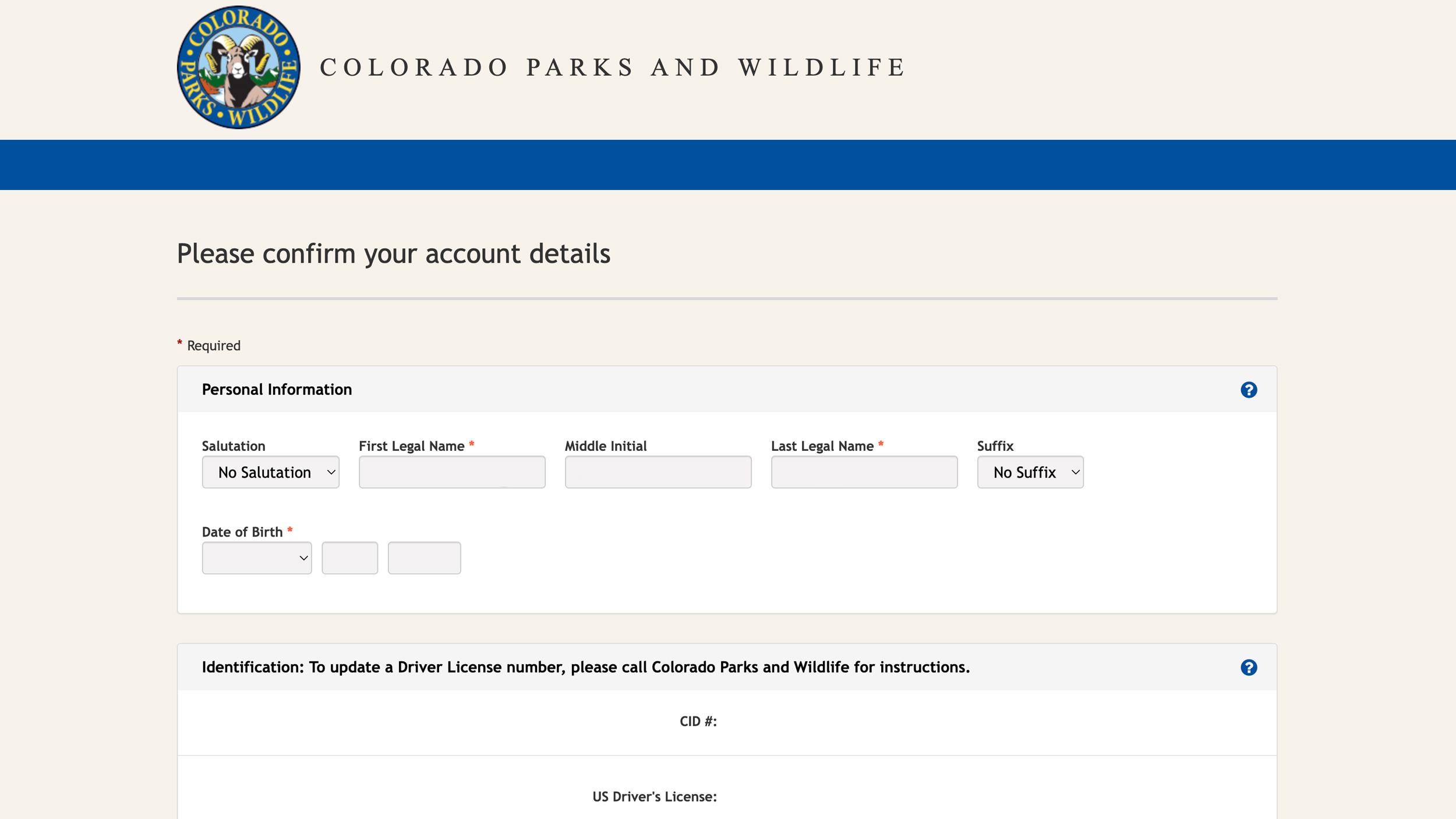 Confirming Colorado account details