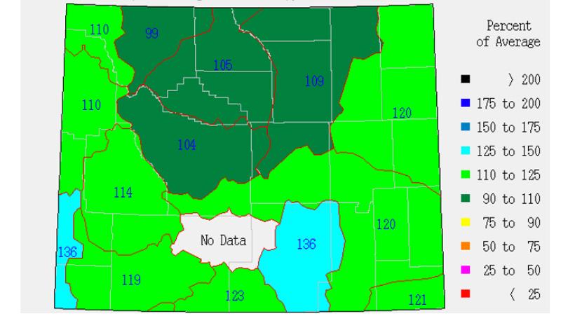March 2011 snow water equivalent for wyoming