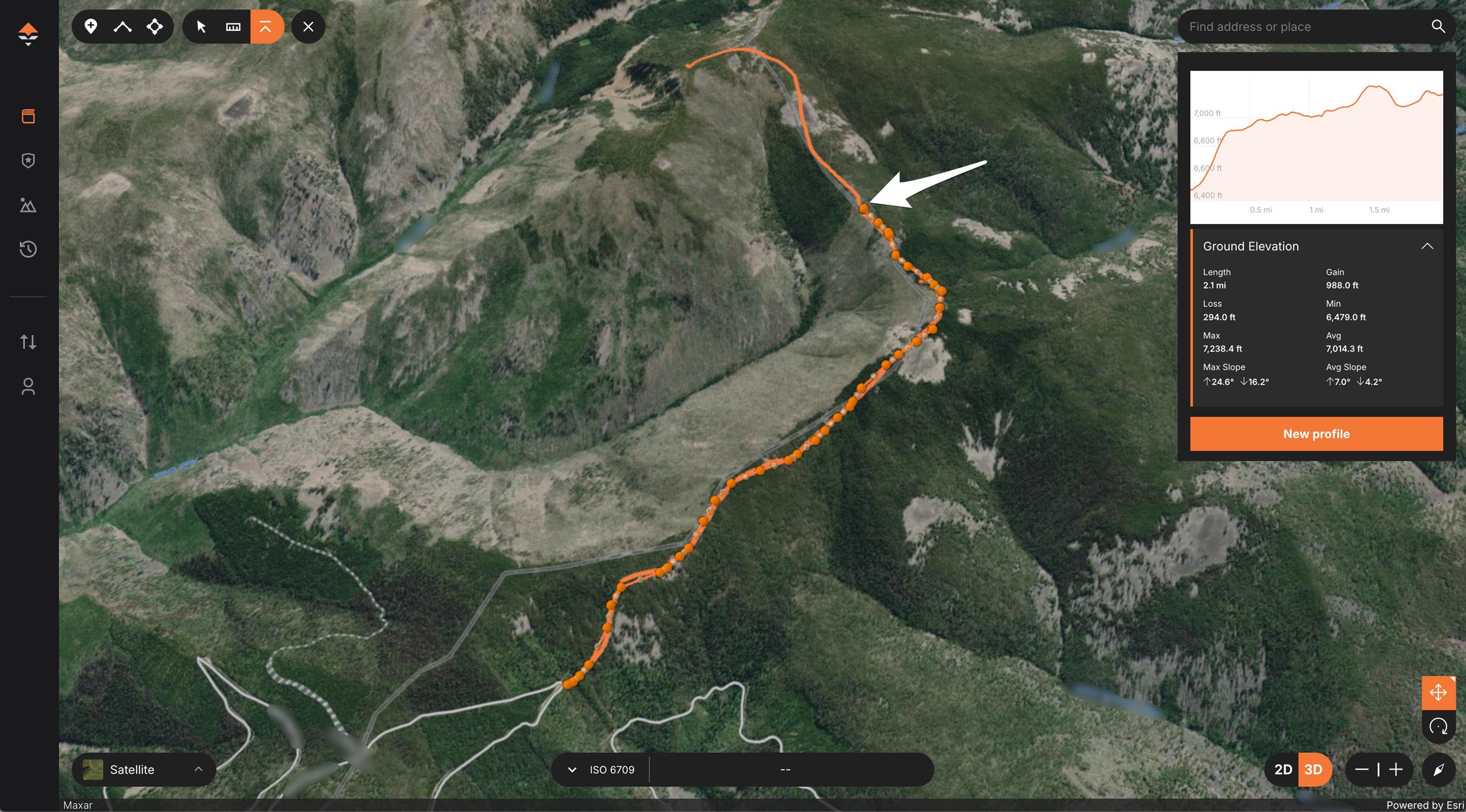 Mapping out the elevation profile for short hiking route for an elk hunting area