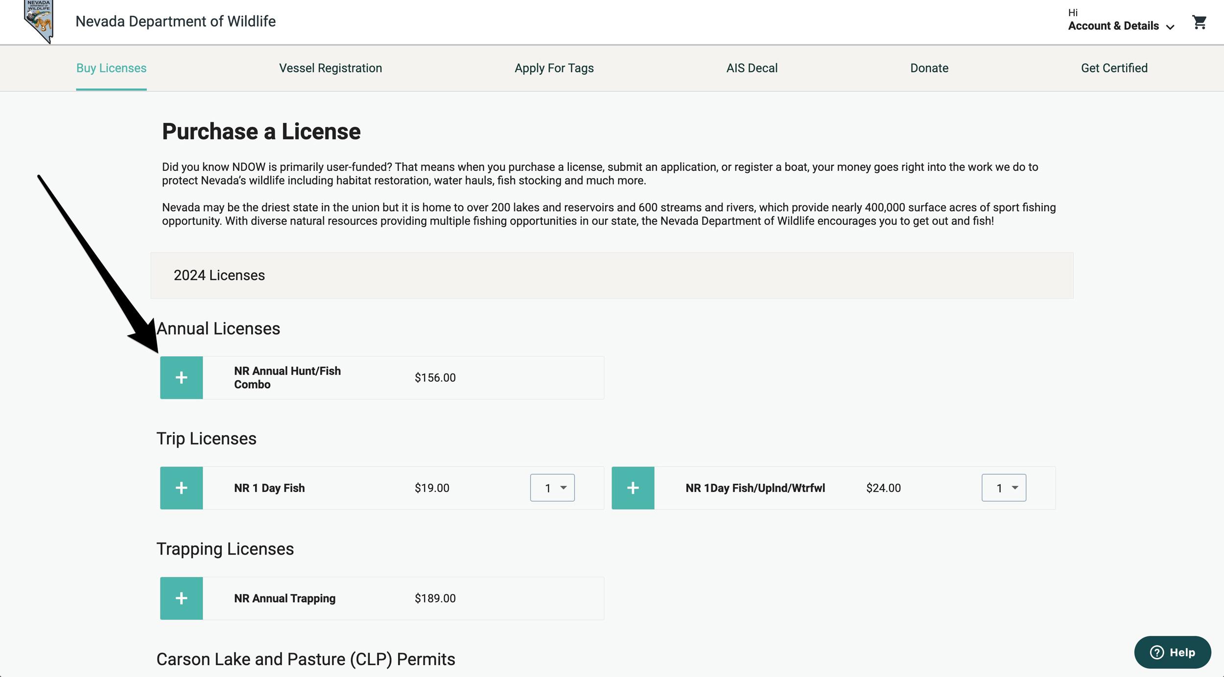 Purchasing Nevada nonresident annual hunting license