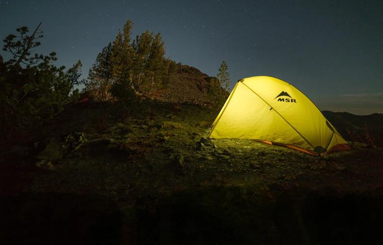 Msr tent at night while hunting 1