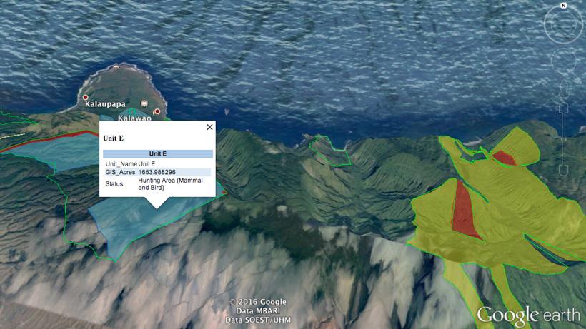 Hawaii Google Earth hunting layers