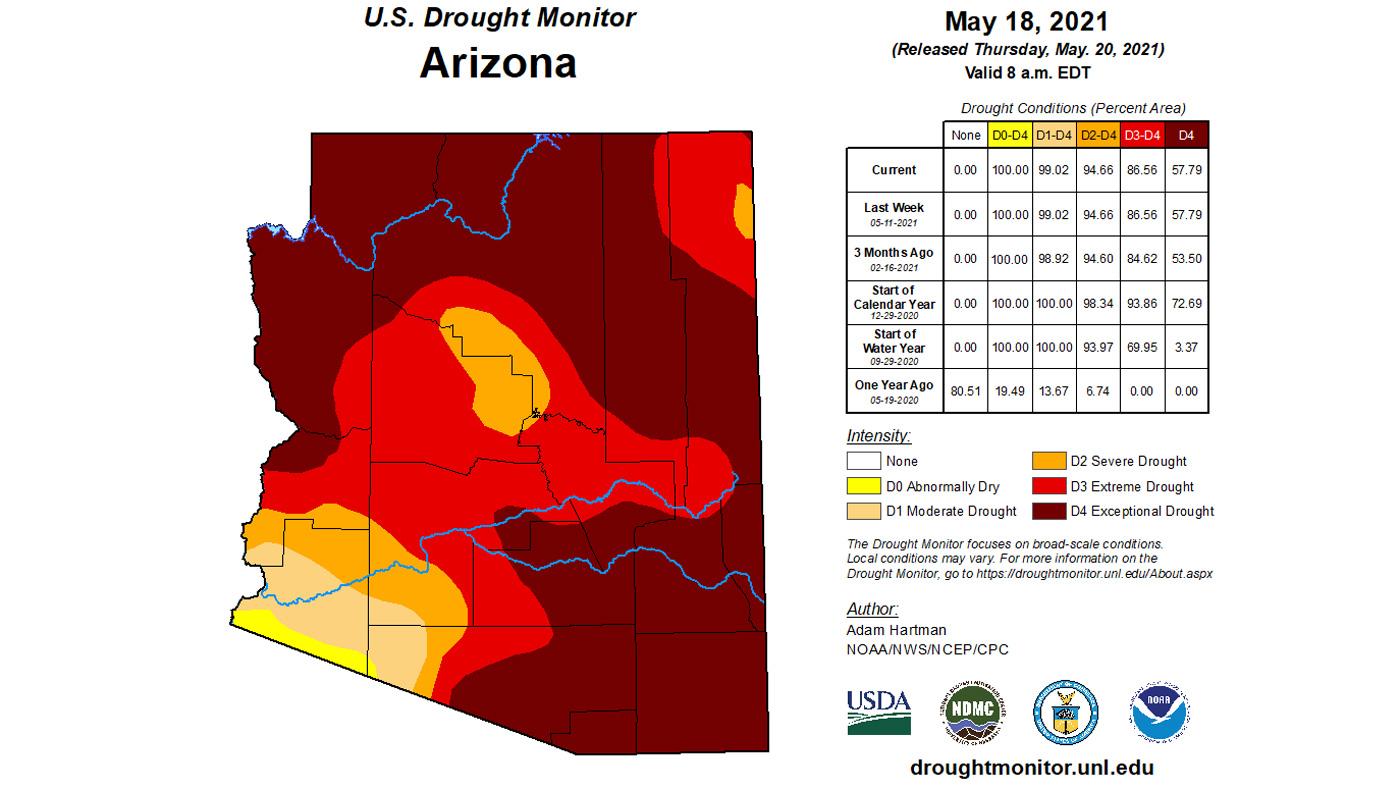 Arizona 2021 late May drought status map