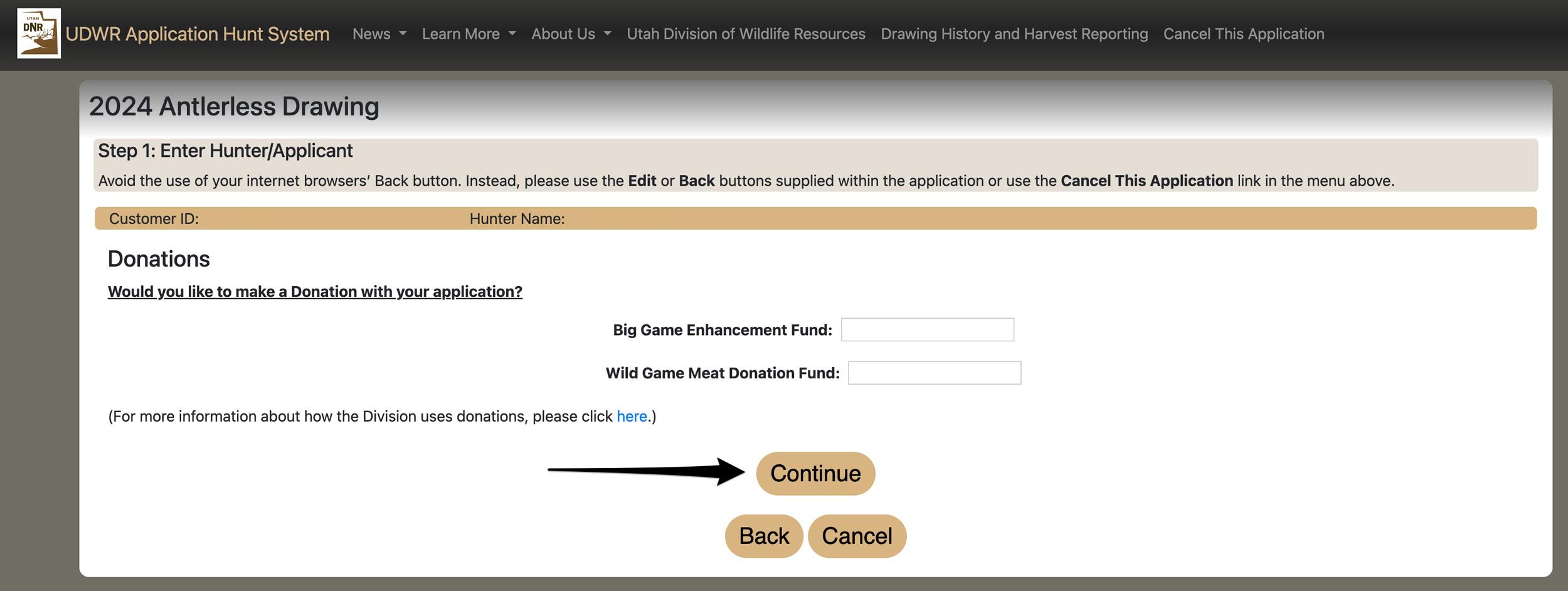 Option to add Utah wildlife donation