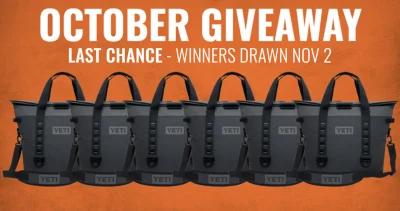 October INSIDER giveaway - Six YETI Hopper M30 Soft Coolers
