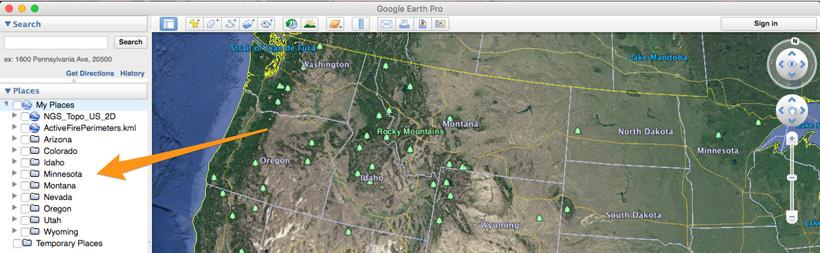 Organizing google earth waypoints in folders