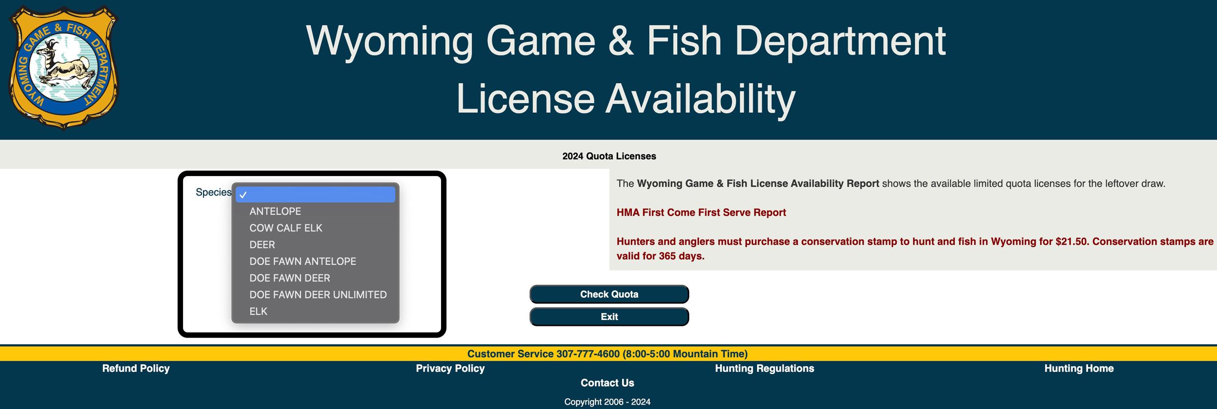 Wyoming hunting license leftover list
