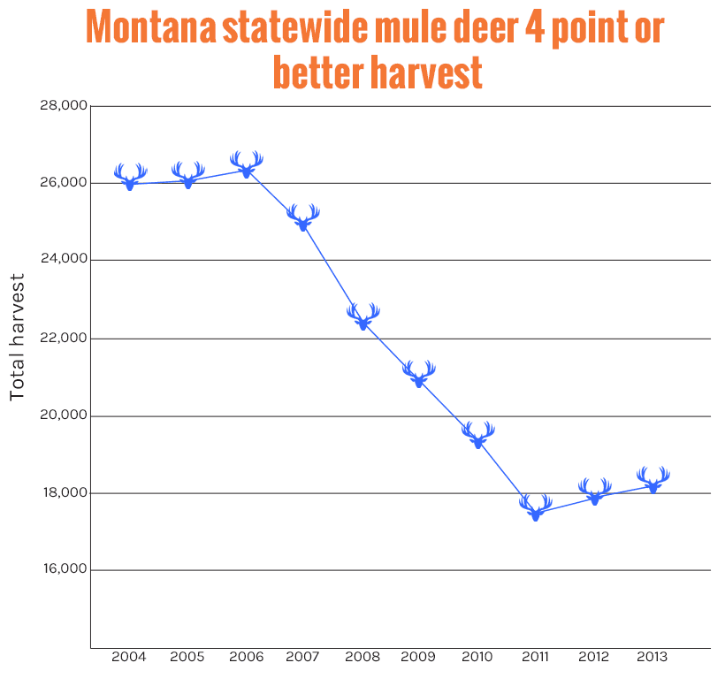 Montana mule deer 4 point or better harvest