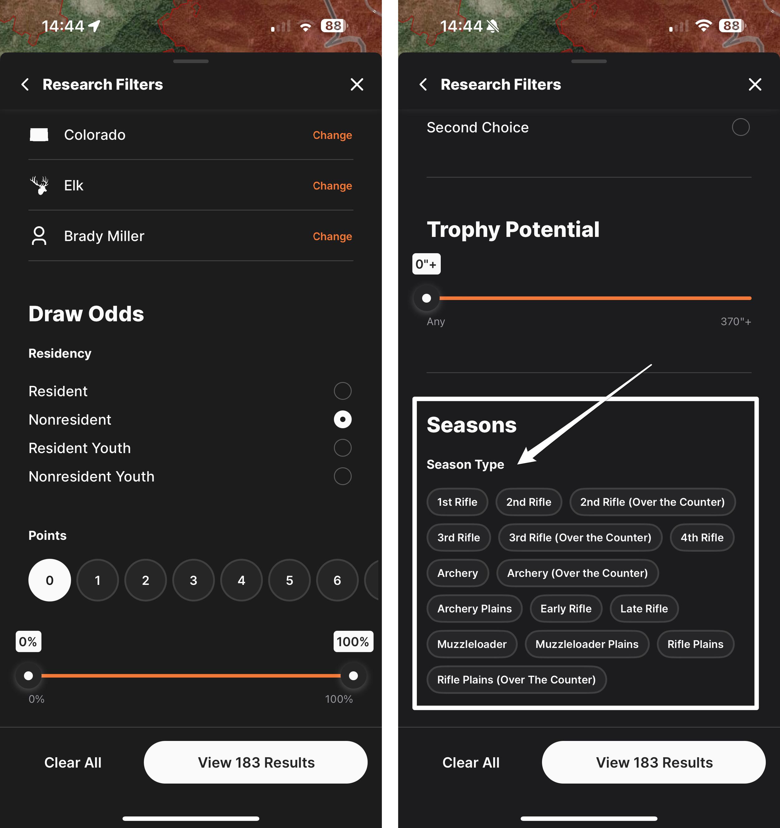 Using Unit Profiles in GOHUNT mobile app for over the counter hunts