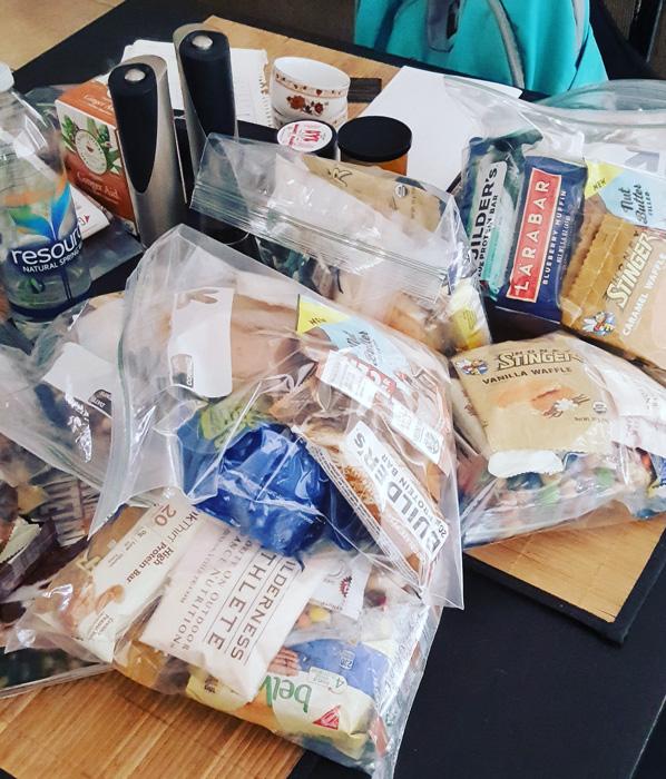 Backcountry food in ziploc bags