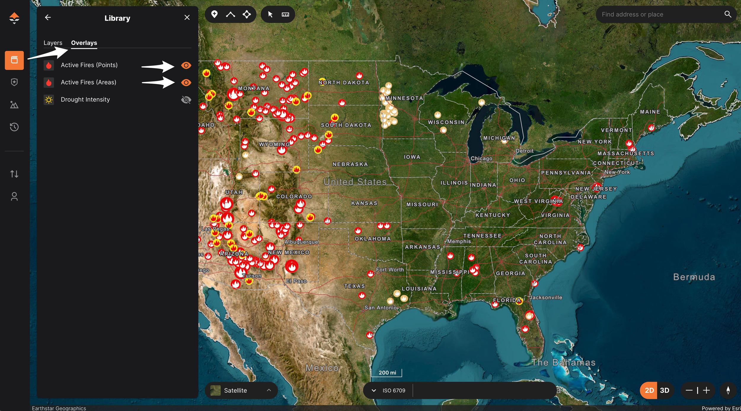 Accessing real time active fire overlay on GOHUNT Maps