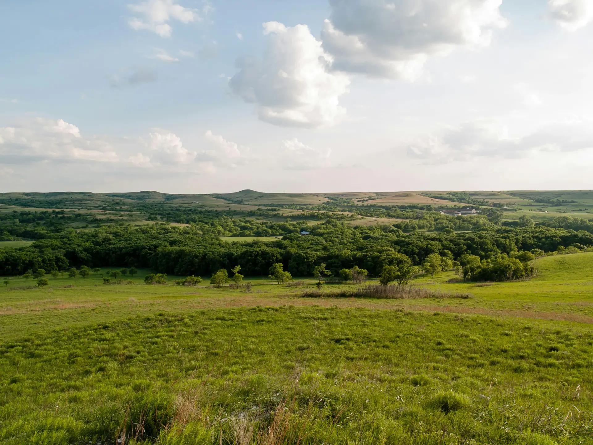 Kansas green grass field under white clouds during daytime