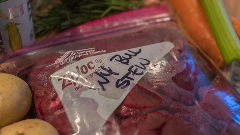 Wild game stew finished meat bag