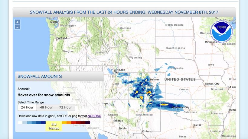 National snowfall analysis interactive map
