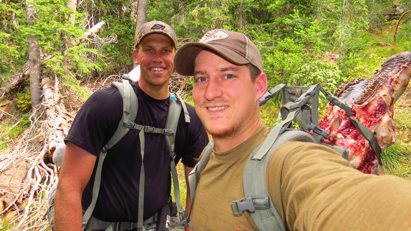 Elk meat packout hunting selfie
