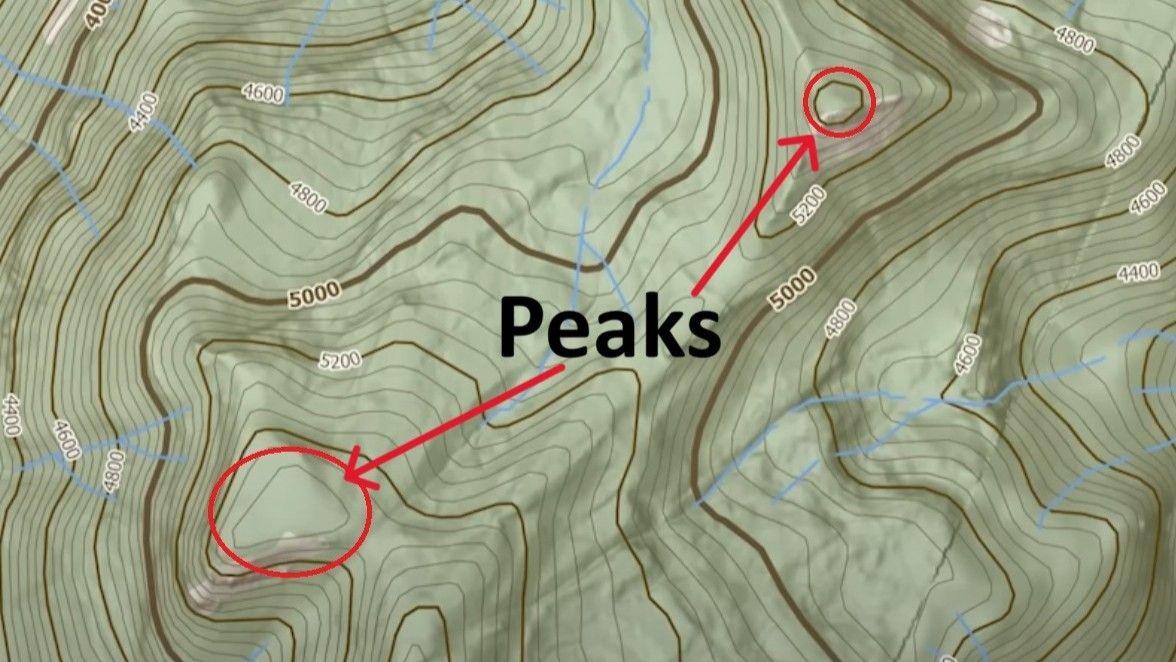 Example topo map peaks