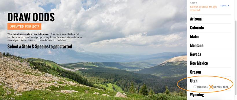 Draw odds to select state and residency