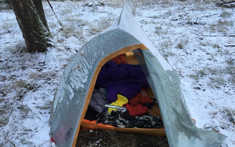 Backcountry solo hunting trip tent