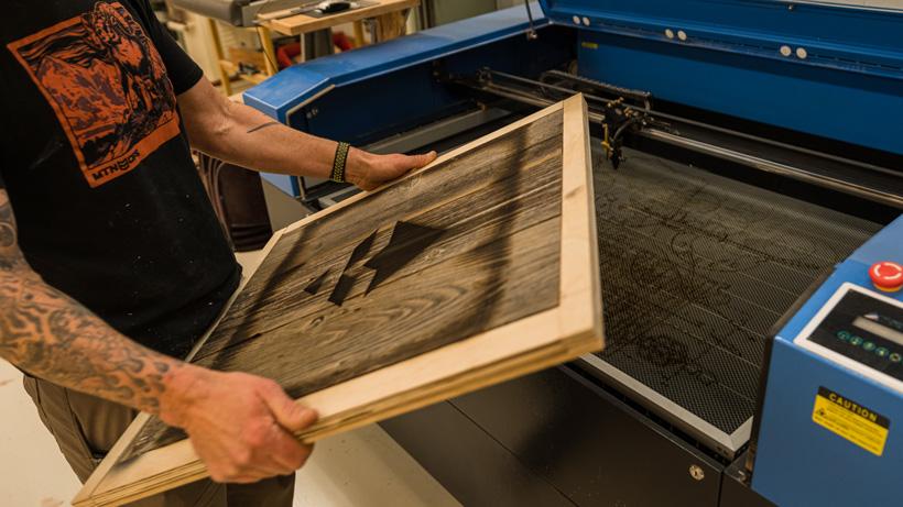 Pulled panel from laser engraving