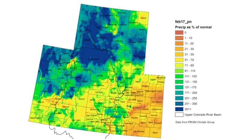 Western 2017 precipitation percent of normal