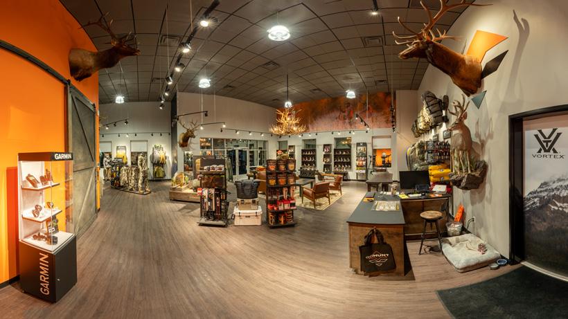 Gohunt las vegas hunting gear showroom corner view