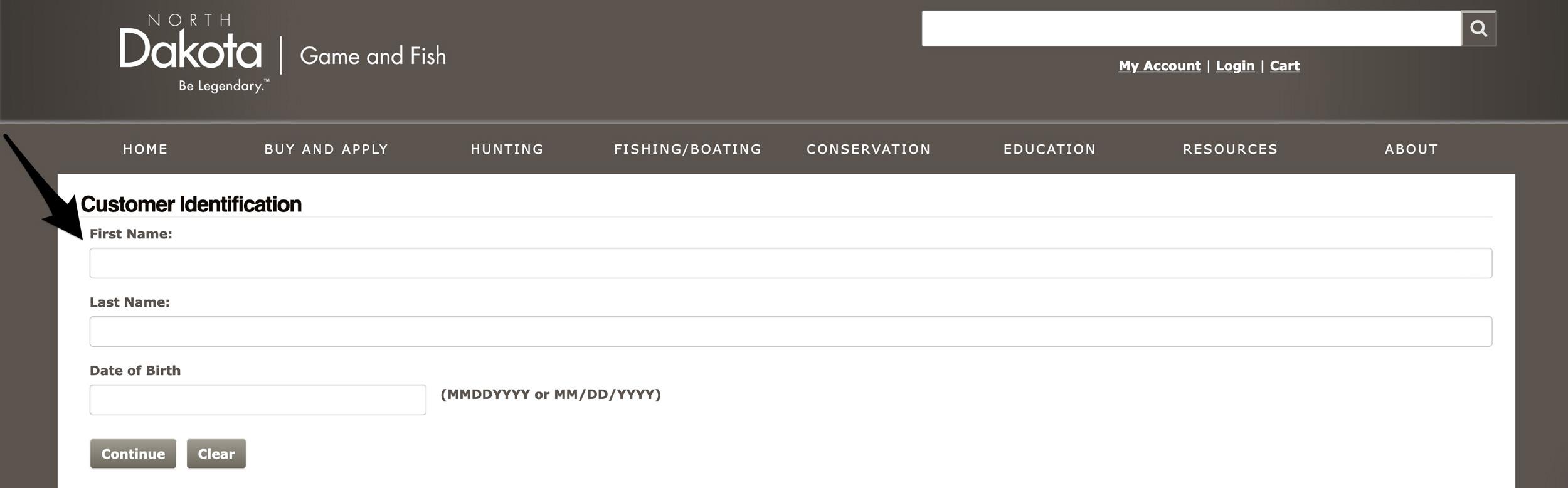 Enter North Dakota customer information to login