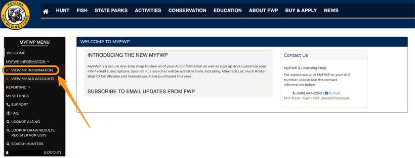 View your information on myfwp page
