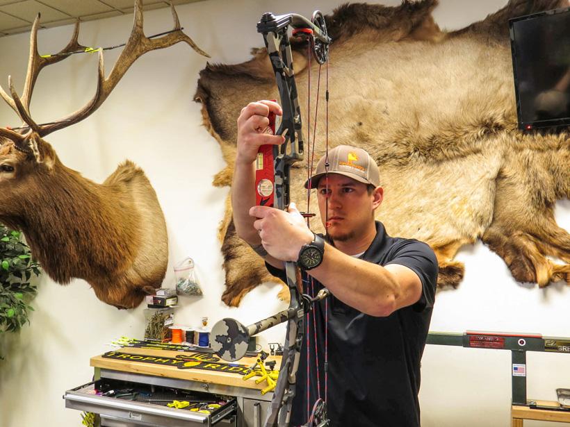 Checking the level on the bow