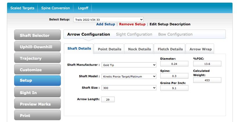 Archers advantage arrow configuration