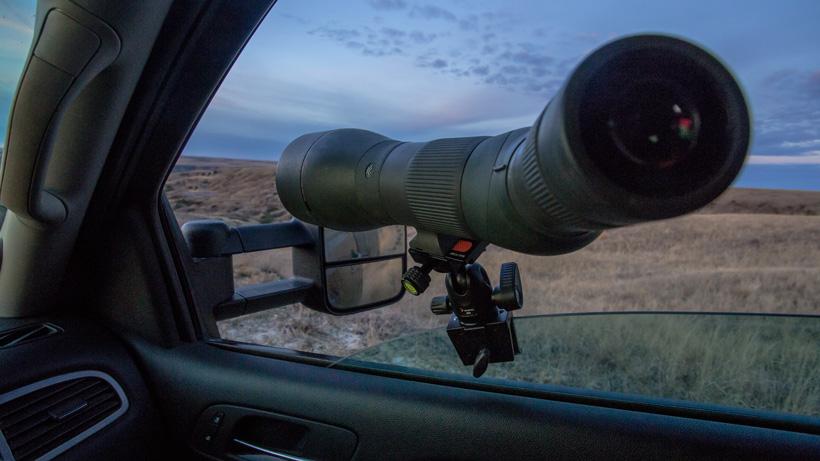 Angled Vortex spotting scope glassing from truck window
