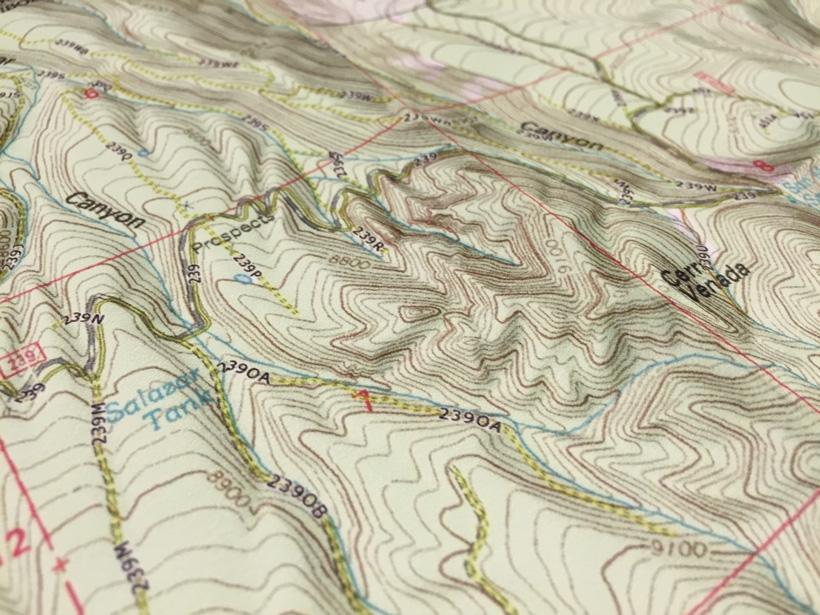 Topographic map showing contour lines