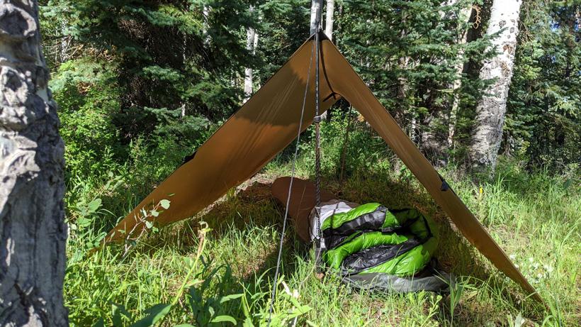A-frame tarp set up