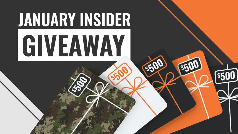 January insider giveaway 500 dollar gift cards