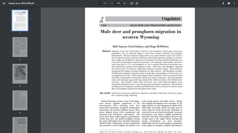 Research study on mule deer migration in wyoming