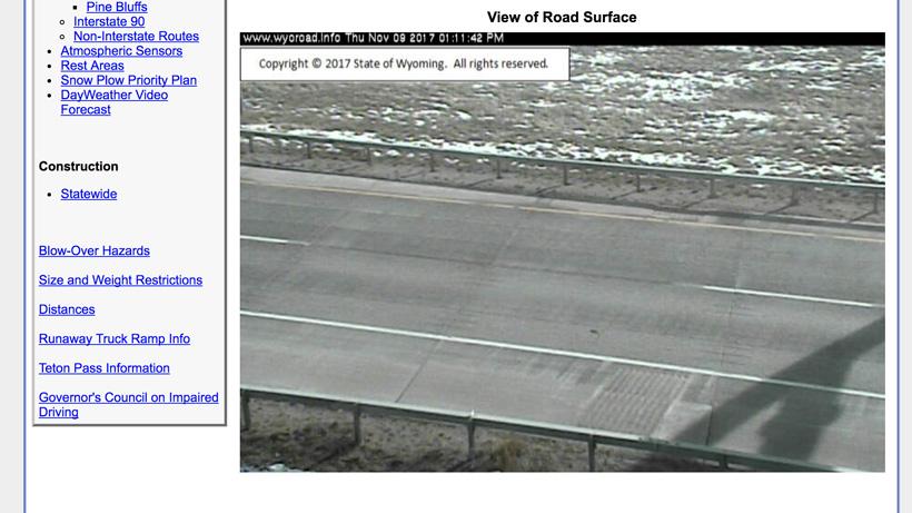 Traffic cams showing road surface quality