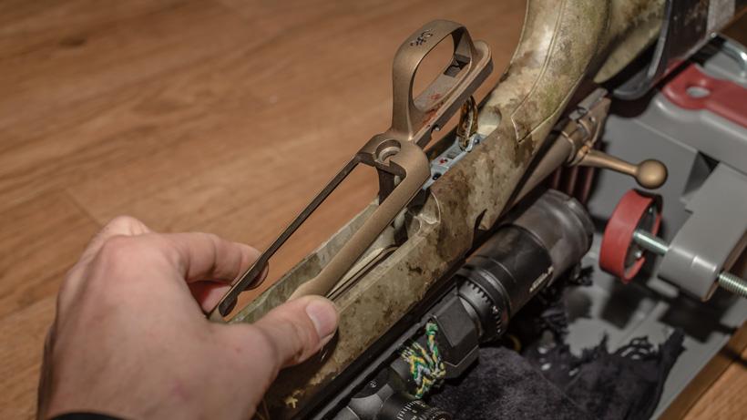 Removing browing x bolt rifle trigger guard