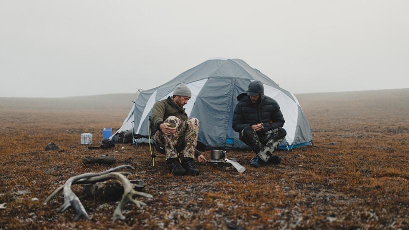 Stone glacier skydome shelter on alaska caribou hunt