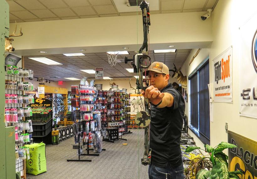 Dave barnett checking second axis on a bow sight