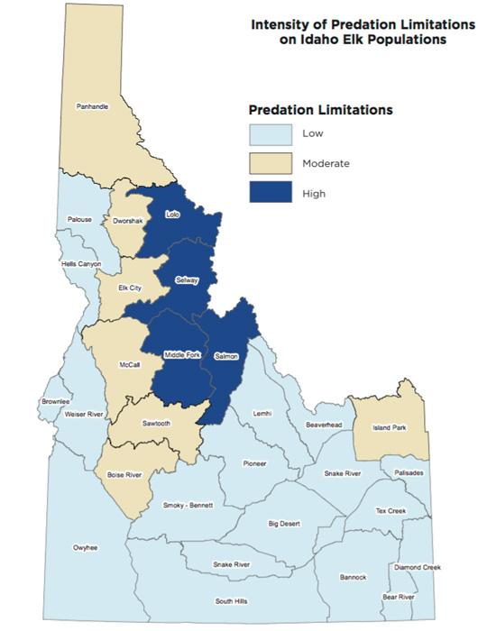 Idaho intensity of predation limitations on idaho elk populations