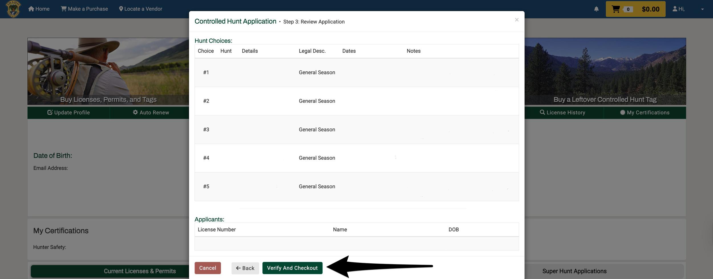 Submitting Idaho nonresident general season deer or elk application