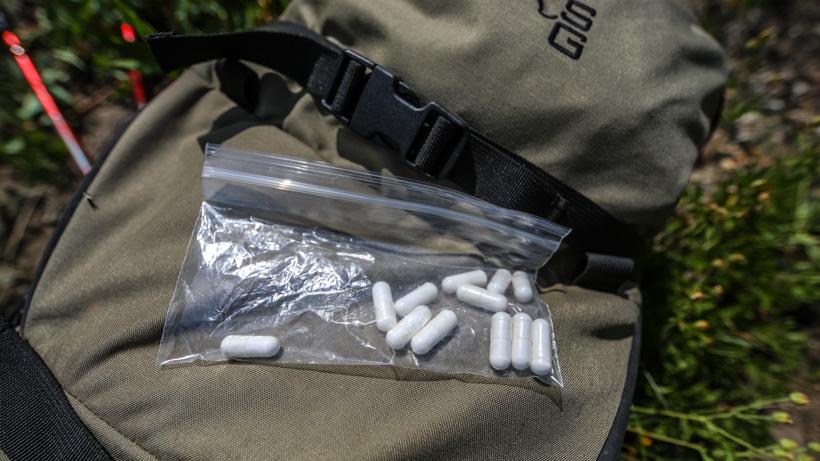Salt pills in ziplock bag for hunting