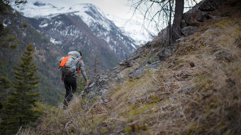 Wife hiking in bear country