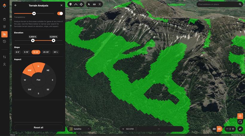 The Terrain Analysis tool in action to find more areas that hold elk for this hunting season