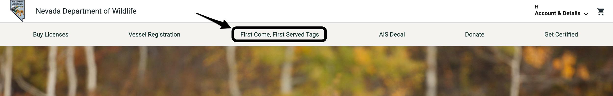 Nevada first come first serve leftover tag link on website