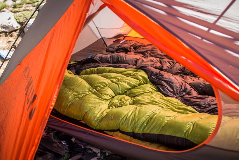 Down sleeping bags in kuiu mountain star tent